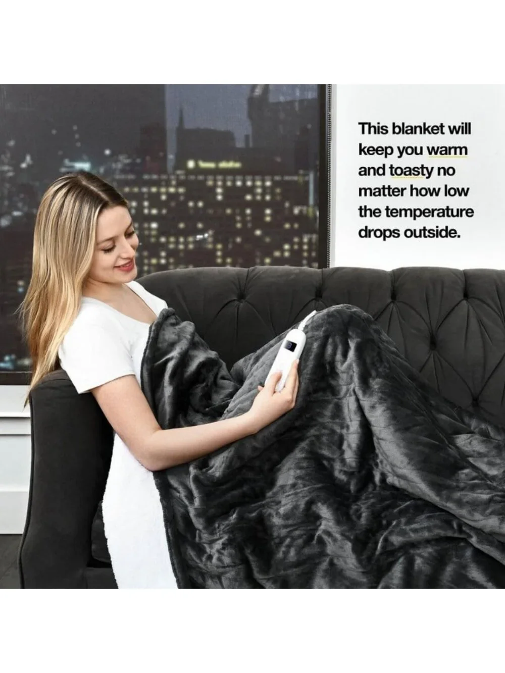 Cozy Heated Blanket Throw - Soft, Machine Washable, Fast Heating, 10 Settings